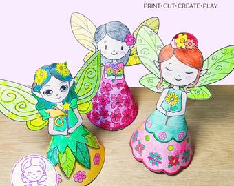 Make a Fairy Paper Doll Printable, Easy and Fun paper activities for kids, Montessori Learning