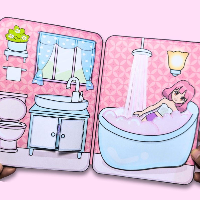 Printable Paper Dollhouse Quiet Book Pink Theme: Paper Doll Dress Up ...