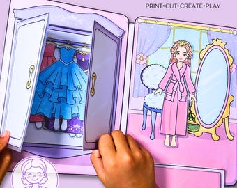 Princess Paper Dollhouse Printable: DIY Quiet Book, Creative Activity for Kids (PDF File)