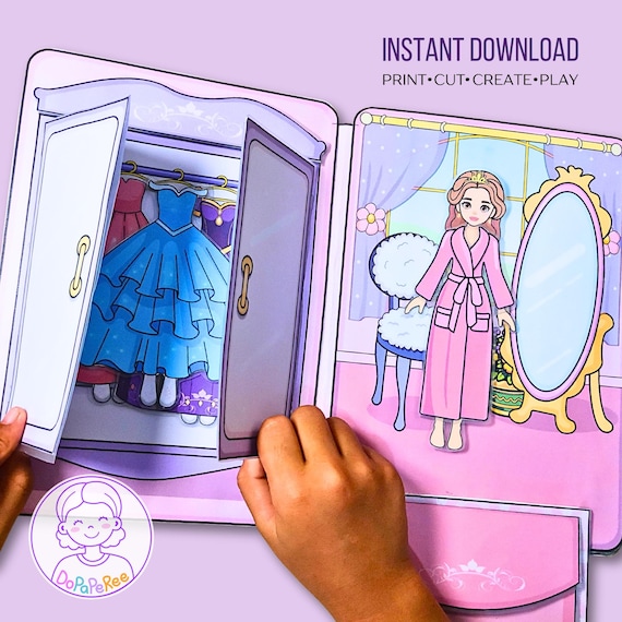 Princess Paper Dollhouse Printable: DIY Quiet Book, Creative Activity for Kids (PDF File)