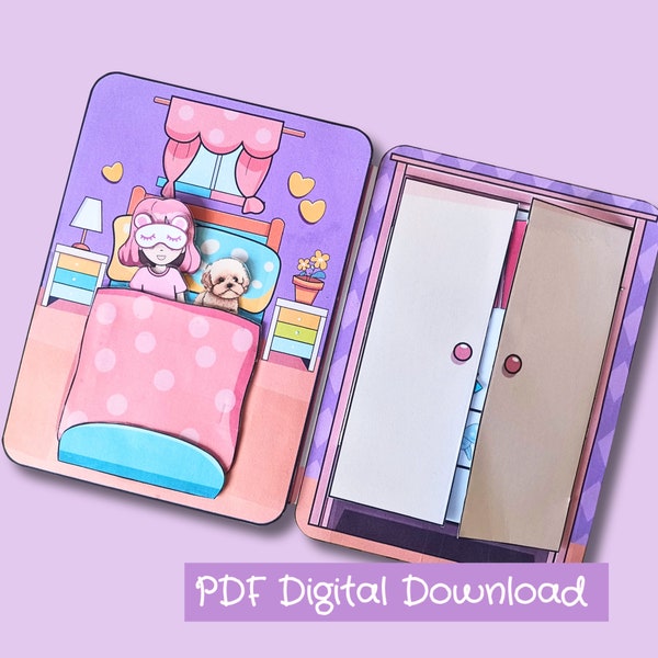 PaperDoll house Printable,  Printable Paper Doll Quiet Book Kids Activity and Crafts