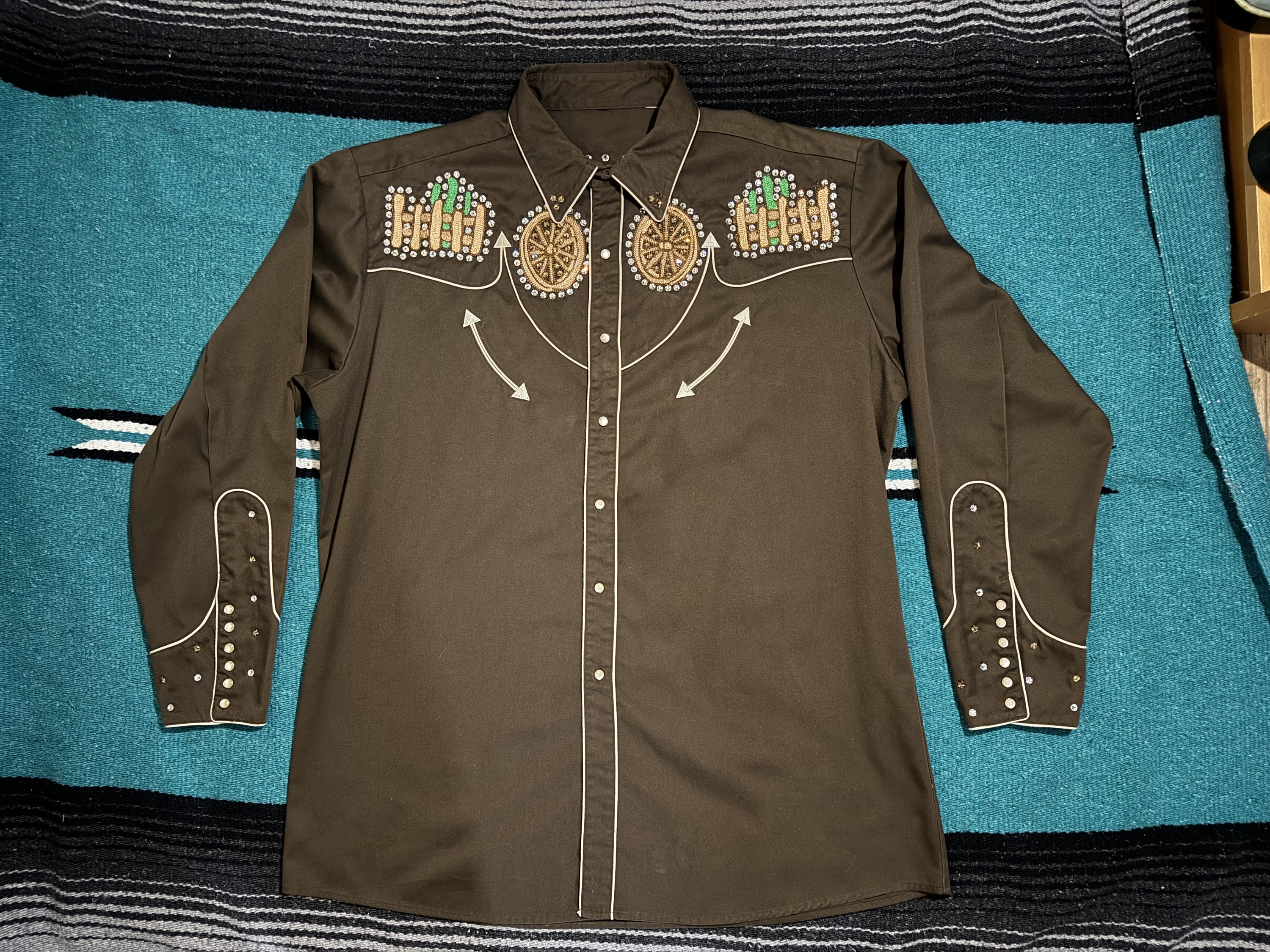 Chain Stitch Embroidery & Swarovski Rhinestone Western Shirt