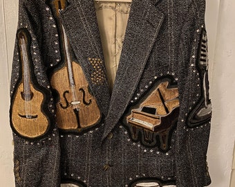 Chain Stitch Embroidery and Swarovski Crystal Bossa Nova Jacket - Nudie Suit Style