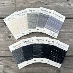 Stopfgarn, Reparaturgarn aus Wolle - Weiß, Schwarz, Grau - 12m - Kärtchen (0,40 EUR/m)