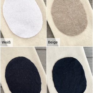 Ein Paar Reparaturflicken/Patches aus Kaschmir, Wolle Strick oval weiß, beige, grau, hellgrau, schwarz 12x9cm Bild 2