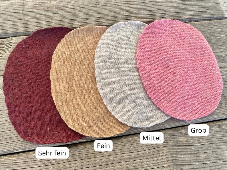 Ein Paar Reparaturflicken/Patches aus Kaschmir, Wolle Strick oval weiß, beige, grau, hellgrau, schwarz 12x9cm Bild 8