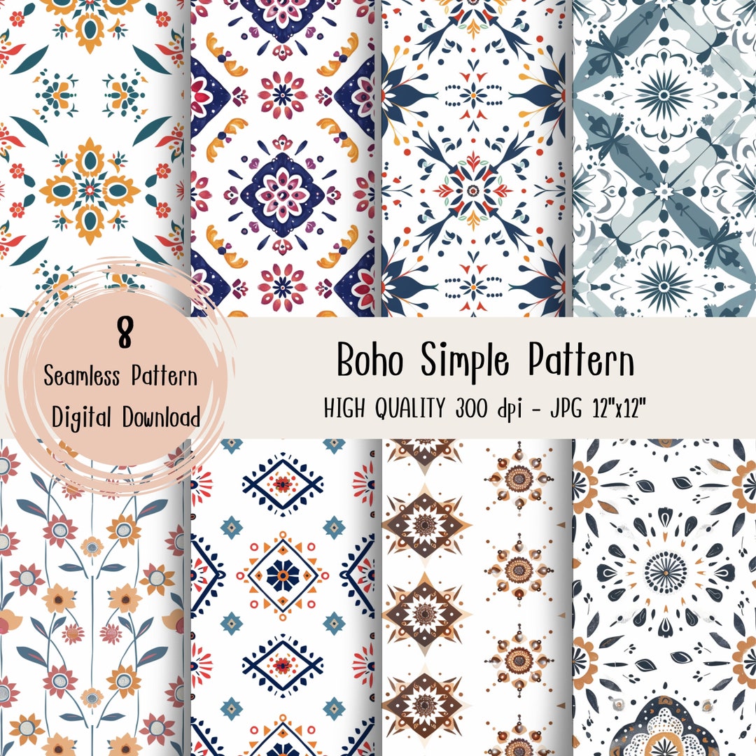 Boho Simple Seamless Pattern, Digital Paper, Commercial Use, Paper ...