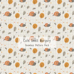 Cute Snail Nature Seamless Pattern Kids Wallpaper Digital Paper Nursery
