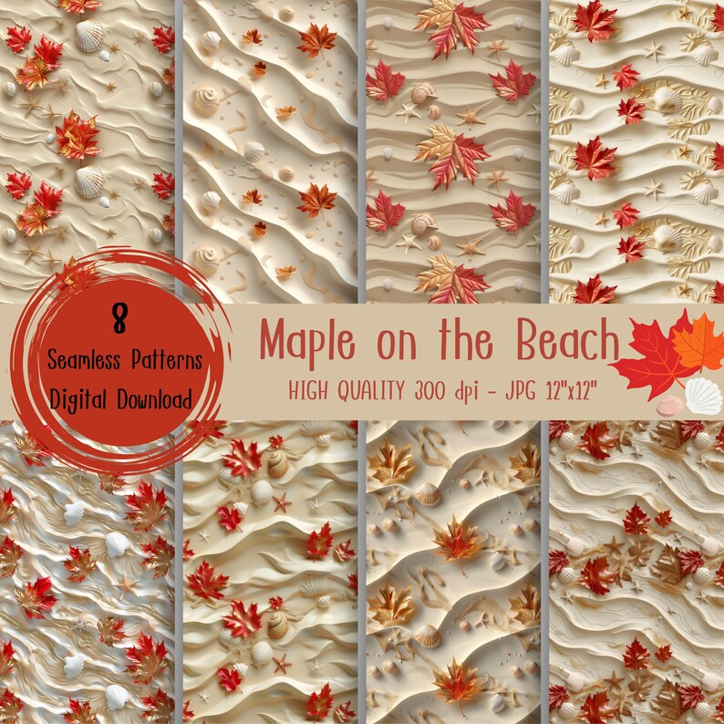 Maple Seamless Pattern, Digital Paper, Commercial Use, Printable Paper ...