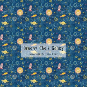 Patrón de galaxia de tiza de ensueño sin costuras para papel digital de guardería infantil
