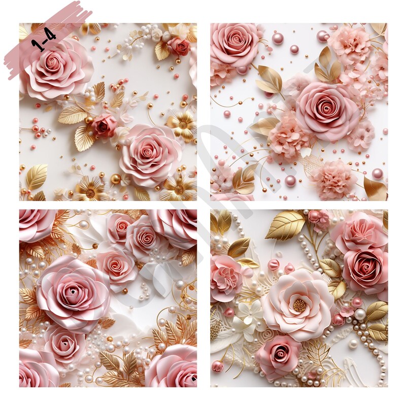 Pink Rose Seamless Digital Paper Pack for Valentine & Wedding ...