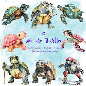 Turtle PNG Clipart, sea turtle and tortoise, cute cartoon png, ancient animals, galapagos turtle, Transparent PNG, turtle sticker print