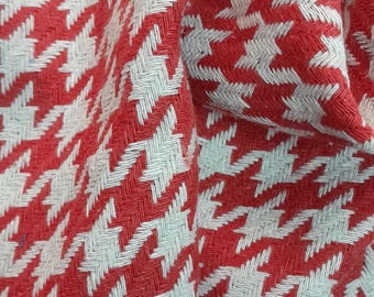 Tela de algodón tweed con estampado de pata de gallo: Tela para confección de prendas de invierno, cortada a medida.