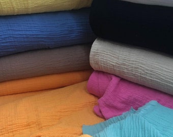 Double Gauze Muslin Cotton Fabric: Lightweight Crinkled Baby Cloth