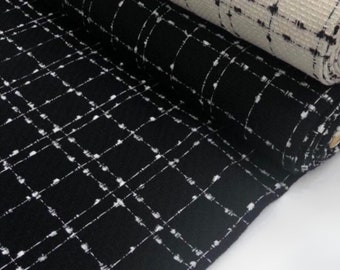 Tela de tweed de algodón negro: tejido moderno para confección