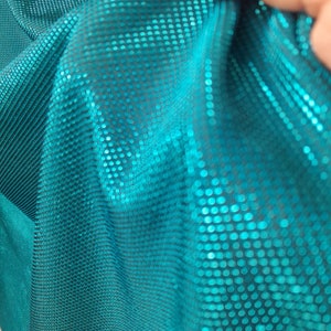 4Way Stretch Glitter Turquoise Spandex Iridescent Fabric By The Yard, Shiny Elegant Evening Dress Cloth, Glitter Material, Shiny Dance Dress
