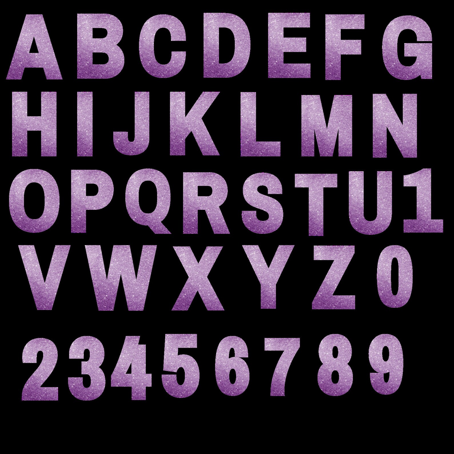 Purple Glitter Font Bundle, ABC 123. PNG File. - Etsy