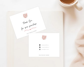 Personalized Business Card Template, Canva Template, Printable Business Card Template, DIY, Small Business Editable Thank You Card