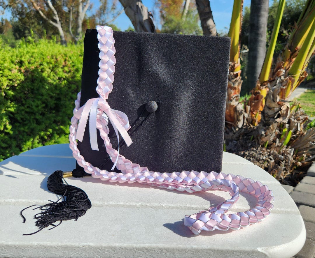 Graduation Ribbon Lei - Pink, White, & Silver - Etsy