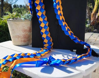 Royal Blue Ribbon In Graduation Royal Blue, Orange, and White Wrap Ribbon Lei - Etsy
