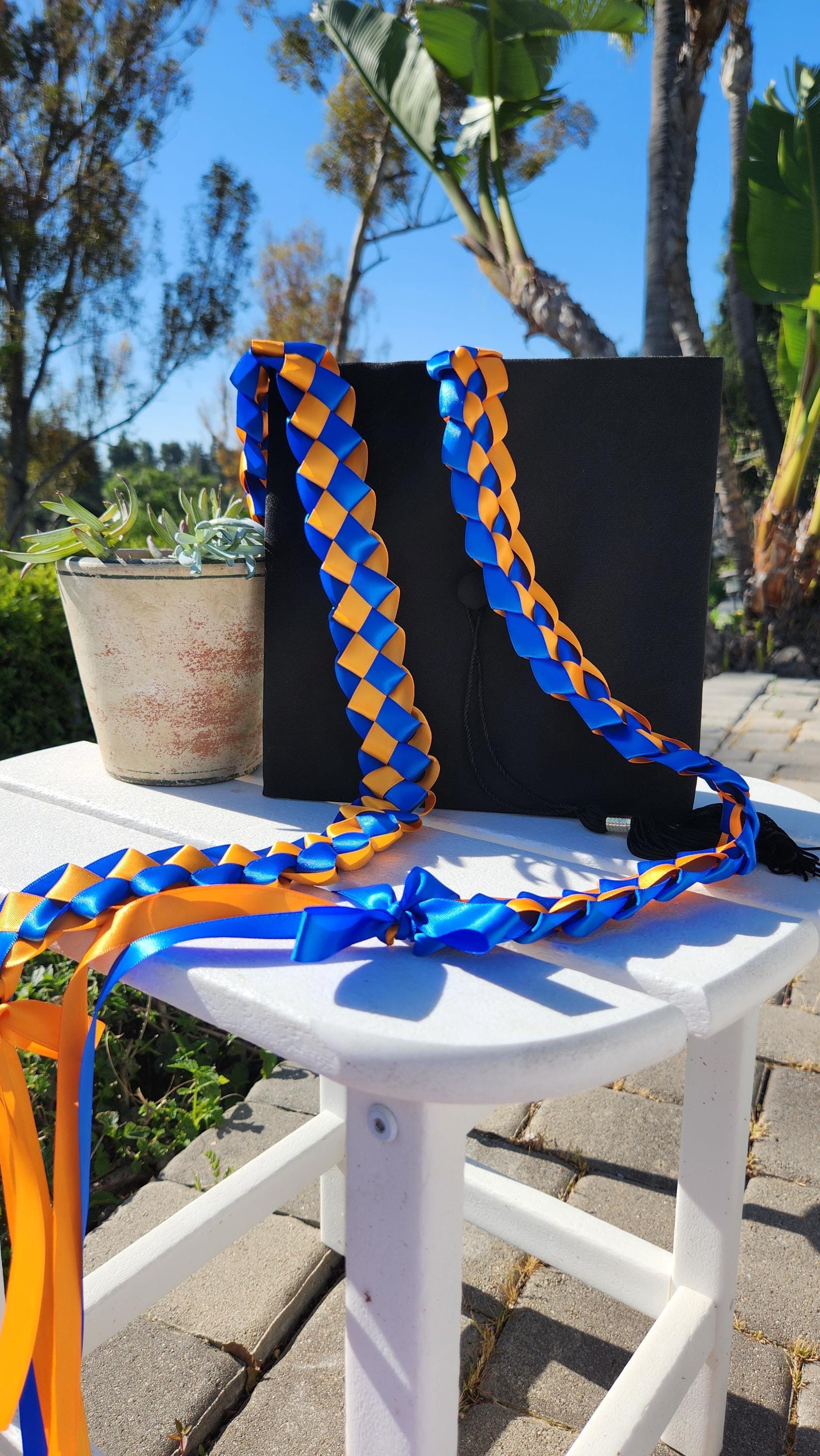 Graduation Ribbon Lei - Orange & Blue - Etsy
