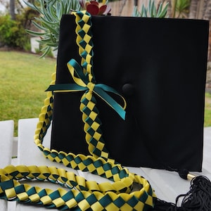 Graduation Ribbon Lei - Green & Yellow