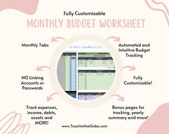 Family Budget Spreadsheet Google Sheets | Customizable Monthly Planner (Digital Download)