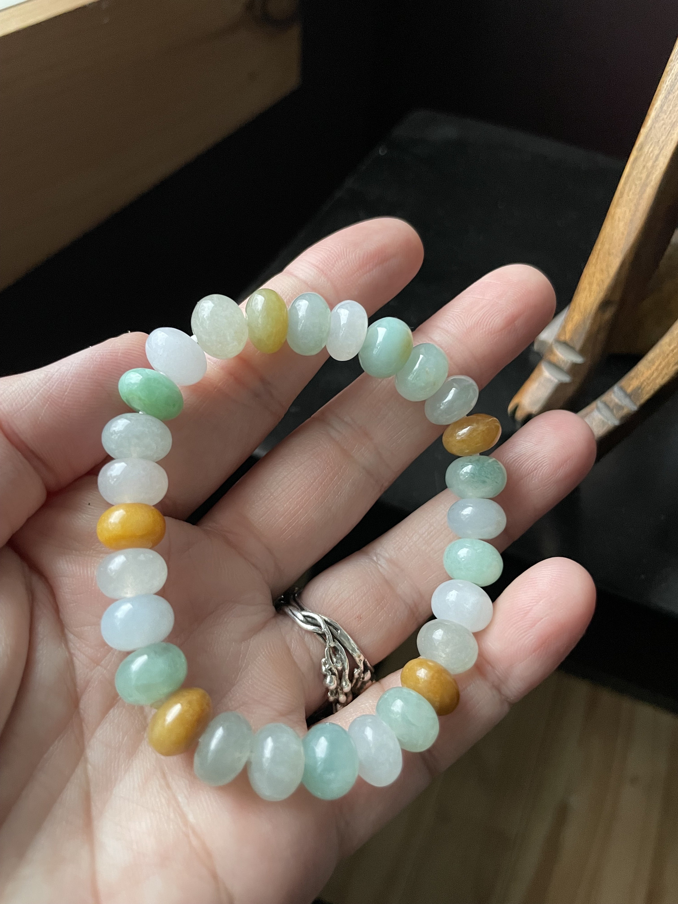 Icy multi color drum beaded bracelet