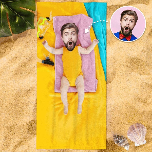 Custom Photo Face Beach Towel Face Towel With Your Dream Body Best Friend Gift 80*160cm