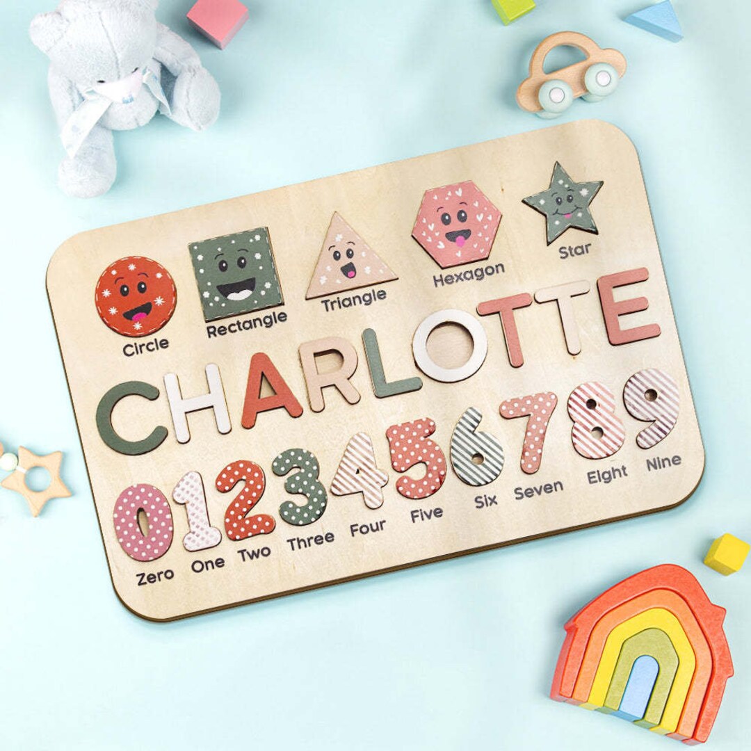 Custom Wooden Name Puzzle Personalised Busy Board Puzzle Toy for Baby ...
