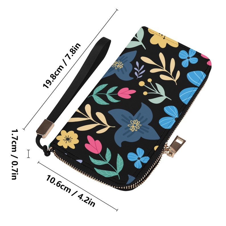 Women's Leather Purse With Vibrant Floral Design, Matching Wallet