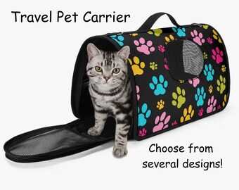 Pet Carrier Bag for Cats and Dogs, Paw Print Pet Travel Bag