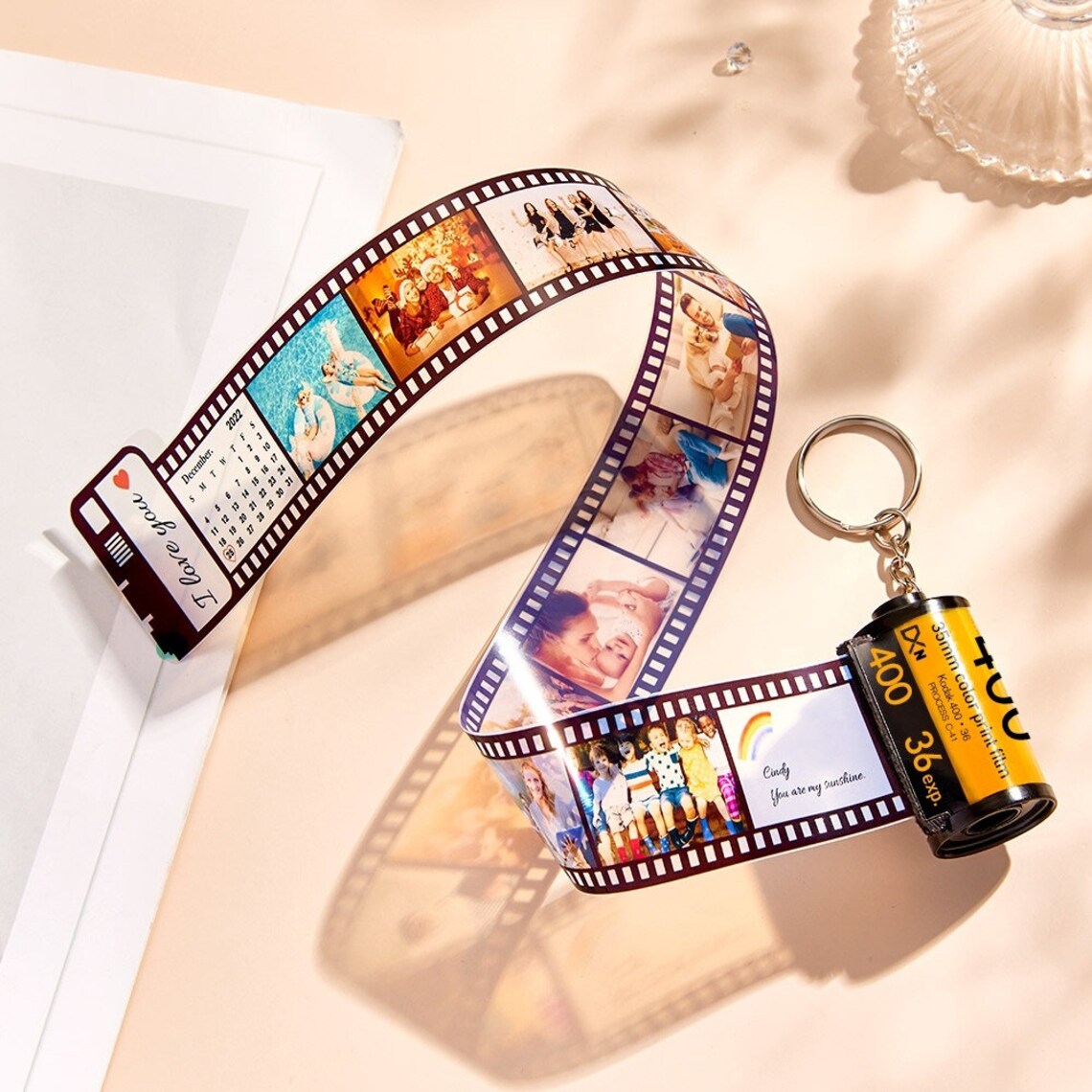 Photograph Keychain, Camera Film Roll Keyring, Picture Keychain, Photo