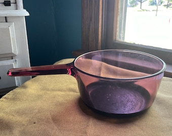 Visions CorningWare Saucepan Pot 1.5 L Cranberry Glass No Lid Non Stick Pyrex