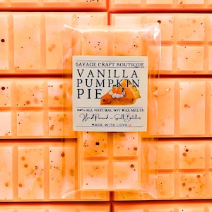 Vanilla Pumpkin Pie Scented, Wax Melt Snap Bar for Warmer, All-Natural Soy Wax Melts, Strong Scented, Vegan, Toxic-Free Hand Poured