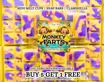 Monkey Farts Soy Wax Melts for Warmer | Tropical Fruity Scent | Wax Tarts | Strong Scented | Snap Bar, Clamshell | Non-Toxic Home Fragrance