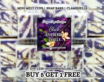 Black Raspberry Vanilla Soy Wax Melts for Warmer | Sweet Berry Scent | Strong Scented | Snap Bar, Clamshell | Non-Toxic Home Fragrance