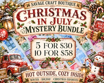 Christmas in July Holiday Mystery Wax Melt Bundle | Snap Bars | Melts for Warmer | All-Natural Soy Wax | Strong Scented | Toxic-Free