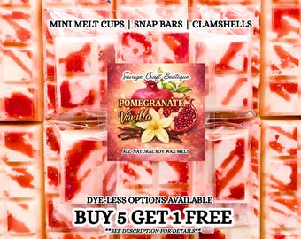 Pomegranate Vanilla Soy Wax Melts for Warmer | Fruity Vanilla Scent | Strong Scented | Snap Bar, Clamshell | Non-Toxic Home Fragrance