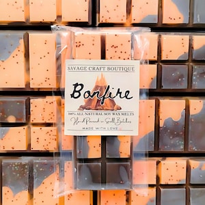 Bonfire Scented, Wax Melt Snap Bar for Warmer, All-Natural Soy Wax Melts, Strong Scented, Vegan, Toxic-Free Hand Poured