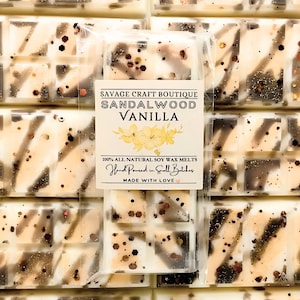 Sandelholz Vanille Duft, Wachs Melt Snap Bar für Stövchen, All-natürliche Sojawachs Melts, Stark duftend, Vegan, Giftfrei Hand gegossen