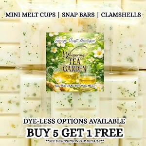 Ceras fundidas Whispering Tea Garden / Té blanco y jengibre / Aroma a spa limpio / Cítrico floral / Cera fundida de soja / Fragancia para el hogar con aroma intenso
