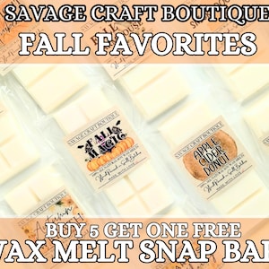 FALL FAVORITES Wax Melt Snap Bars for Warmer, All-Natural Soy Wax Melts, Strong Scented, Toxic-Free, Handmade, Aromatherapy, Clean Burn