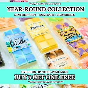 Favorietencollectie het hele jaar door | Soja Wax Melts | Kruiden aards | Fris bloemen | Zoet Fruitig | Cafébakkerij | Sterk geurend | Zelfgemaakt