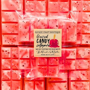 Glazed Candy Apple Scented, Wax Melt Snap Bar for Warmer, All-Natural Soy Wax Melts, Strong Scented, Vegan, Toxic-Free, Hand Poured