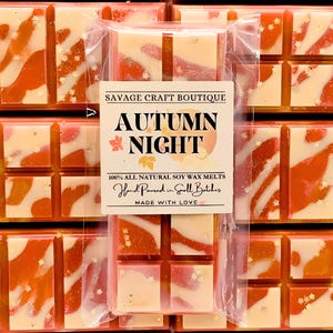 Autumn Night Type Scented, Wax Melt Snap Bar for Warmer, All-Natural Soy Wax Melts, Strong Scented, Vegan, Toxic-Free Non-Toxic Hand Poured