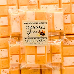 Orange Gewürz Duftend, Wachs Melt Snap Bar für Stövchen, All-natürliche Sojawachs Melts, Stark duftend, Vegan, Giftfrei Hand gegossen