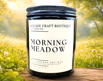 Morning Meadow Soy Candle | Fresh Green Botanical Scent | Citrus Jasmine Wood Musk | Clean Meadow Fragrance | Spring Candle | Luxury Candle