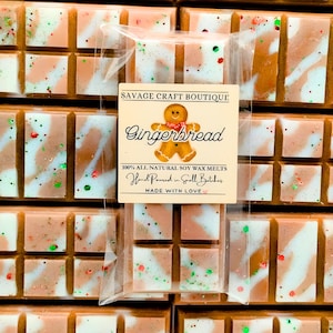 Gingerbread Type Scented, Wax Melt Snap Bar for Warmer, All-Natural Soy Wax Melts, Strong Scented, Vegan, Toxic-Free Hand Poured