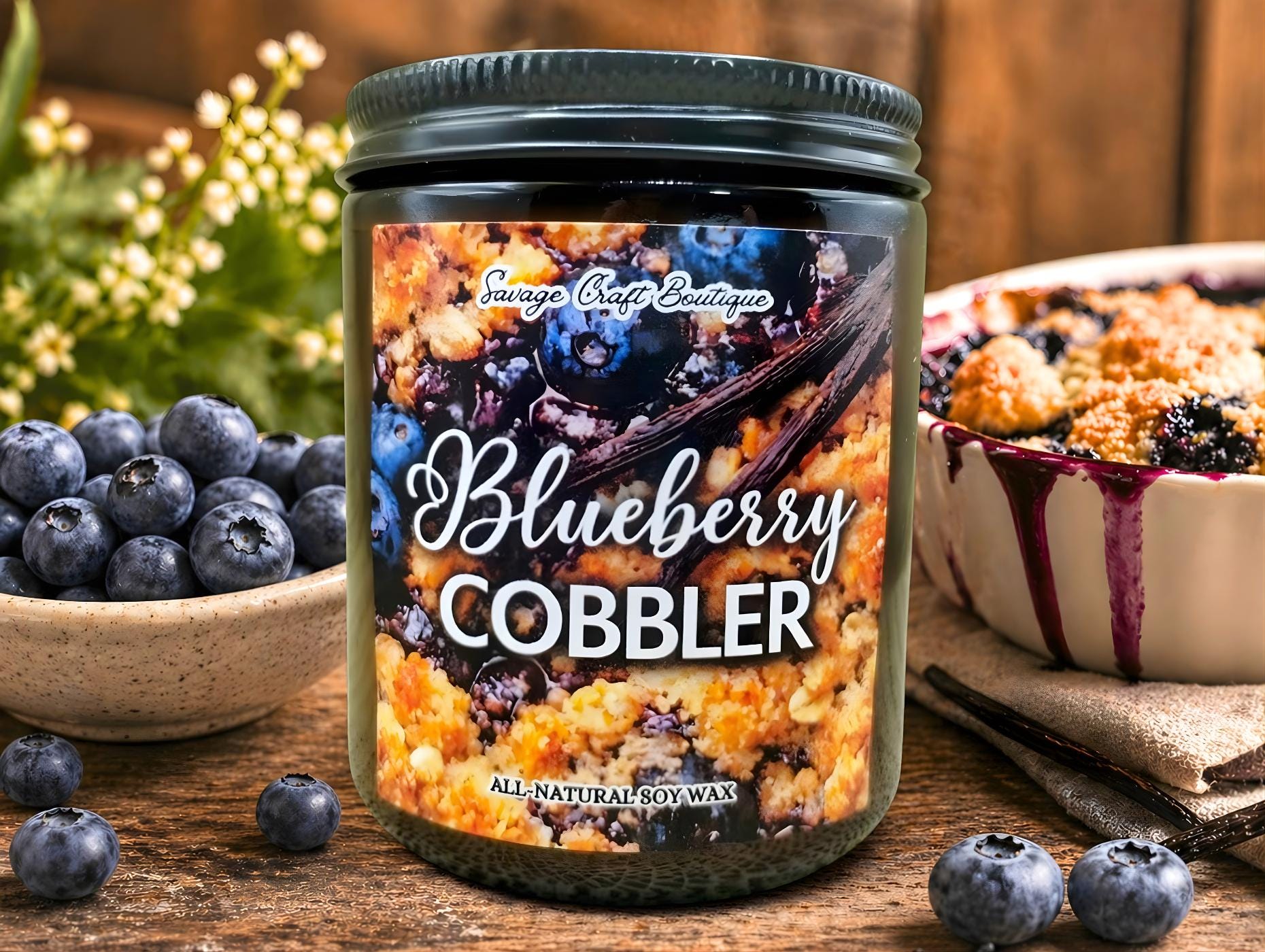 Blueberry Cobbler Soy Wax Candle | Blueberry Bakery Scent | Strong ...